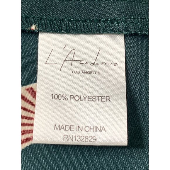 LAcademie Los Angeles Green & Red Fan Print Button-Up Shirt Dress XL RK10650 - Picture 2 of 9